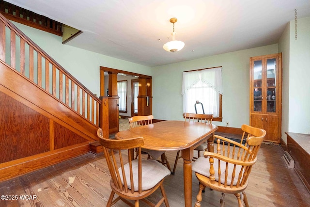 15350 State Route 235, Mount Cory, OH 45868 - dining area with wood finished floors and stairway