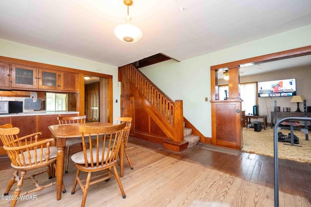 15350 State Route 235, Mount Cory, OH 45868 - dining room with stairs and light wood-style flooring
