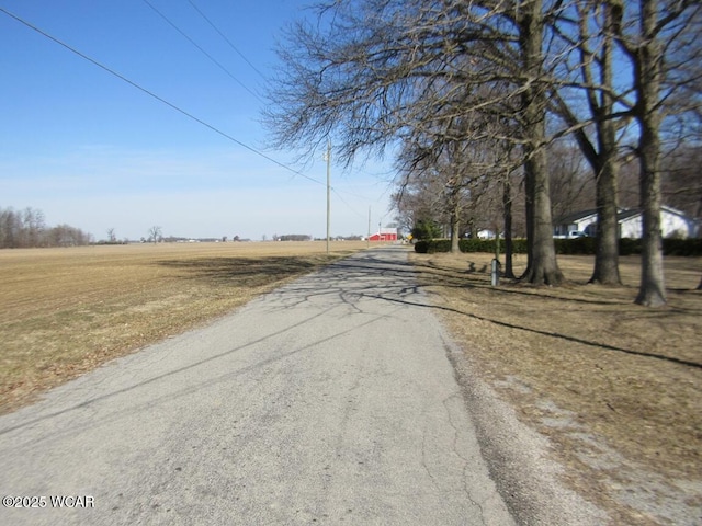 view of road with a rural view