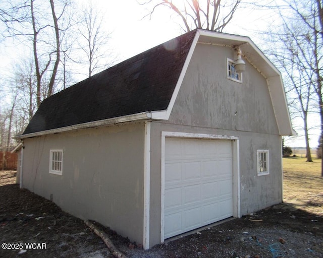 view of detached garage