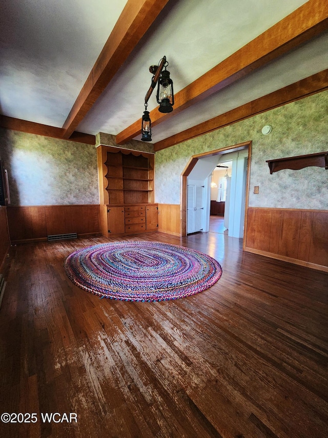11205 Rd Z, Columbus Grove, OH 45830 - bonus room with a wainscoted wall, hardwood / wood-style floors, beam ceiling, and wood walls