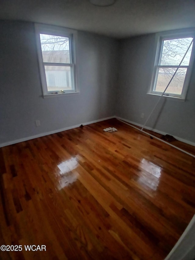 spare room with plenty of natural light and wood-type flooring