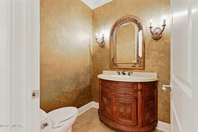 7 Estate Dr, Lima, OH 45805 - half bathroom with vanity, toilet, and tile patterned floors