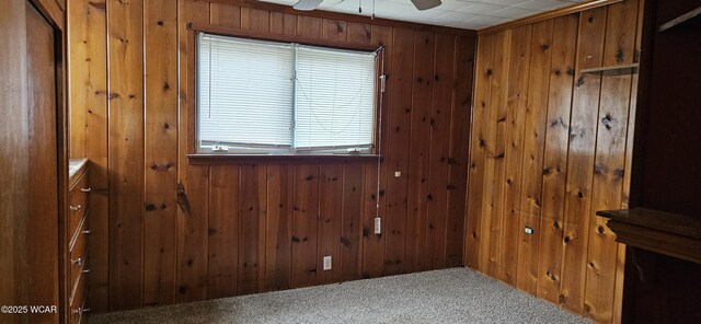820 N Main St, Lima, OH 45801 - carpeted spare room featuring wood walls and ceiling fan