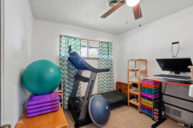 718 Wildwood Ave, Lima, OH 45807 - exercise room featuring carpet and a ceiling fan