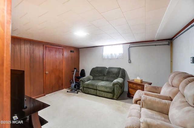 living room featuring carpet floors