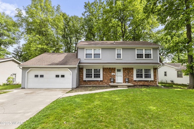 120 Barnsbury Dr, Lima, OH 45804 - view of front facade featuring an attached garage, driveway, a front lawn, and brick siding