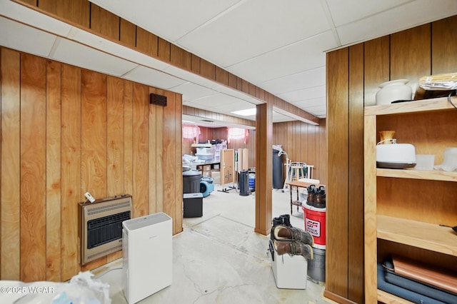5712 Poling Rd, Elida, OH 45807 - finished basement featuring heating unit and wooden walls