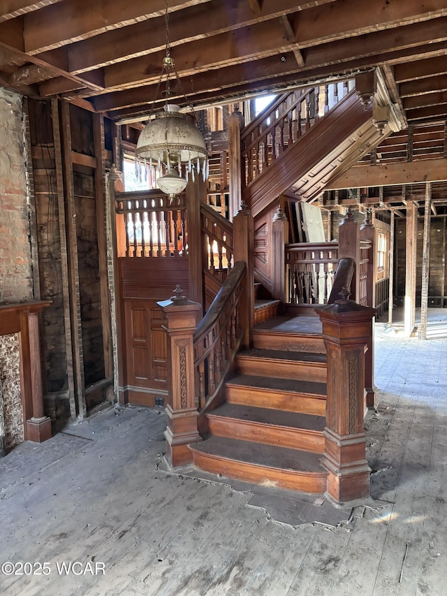 interior space featuring a notable chandelier