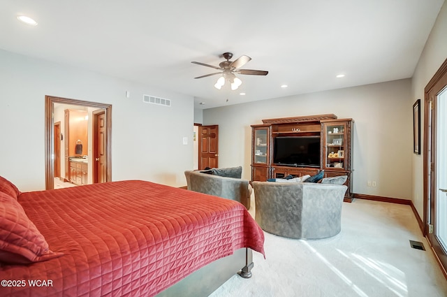 bedroom featuring carpet and ceiling fan