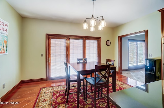 dining room with a chandelier