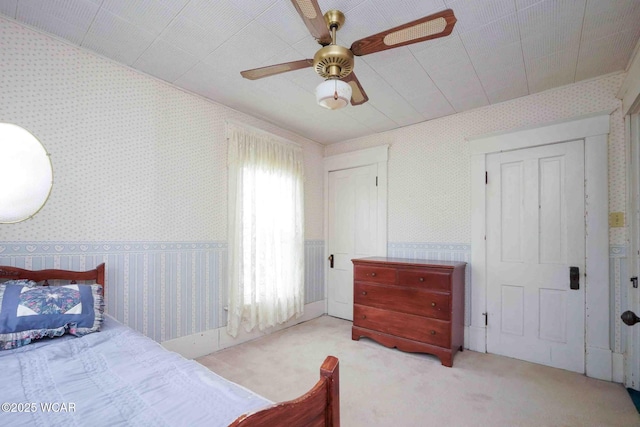 315 W Main St, Cairo, OH 45820 - bedroom featuring wallpapered walls, carpet floors, and a ceiling fan
