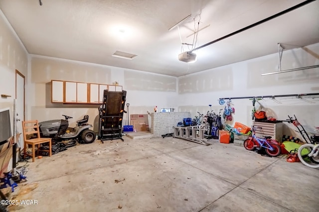 garage with a garage door opener