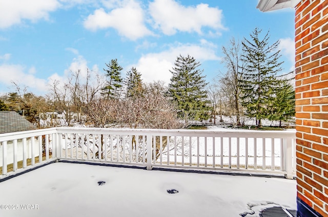 view of snow covered patio