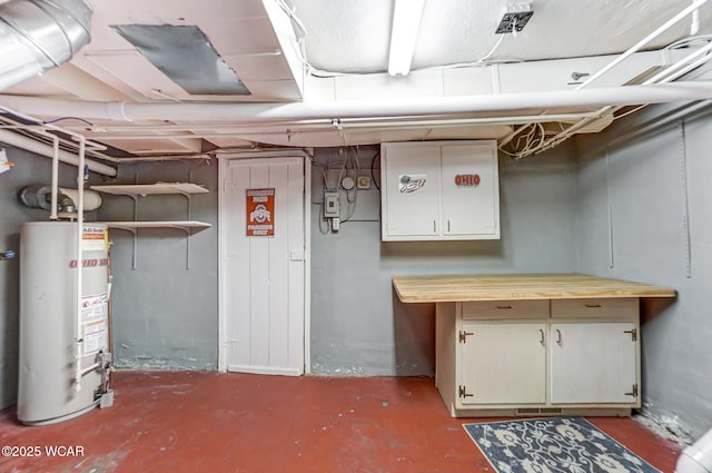 basement with water heater