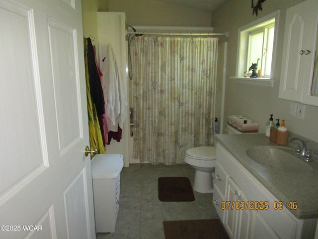 514 S Wayne St, Kenton, OH 43326 - bathroom featuring vanity, tile patterned floors, and a shower with shower curtain