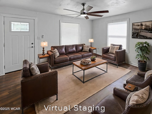556 Cortlandt Ave, Lima, OH 45801 - living room featuring a ceiling fan and wood finished floors