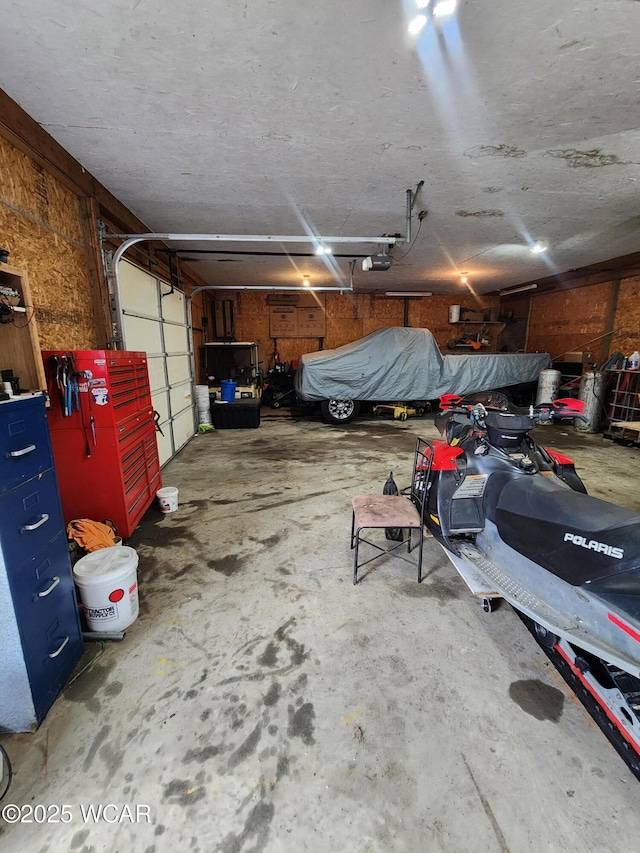 garage with a garage door opener
