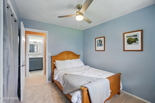 2715 Goldenrod Ln, Findlay, OH 45840 - bedroom featuring light colored carpet, a sink, and ceiling fan