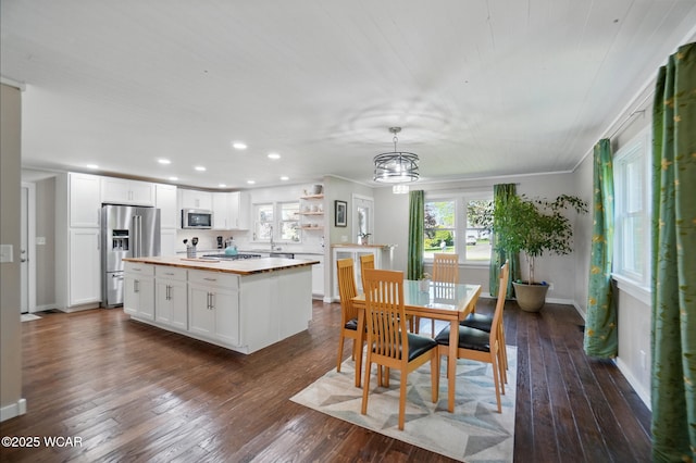 2715 Goldenrod Ln, Findlay, OH 45840 - dining area with recessed lighting, dark wood-style floors, baseboards, and a chandelier