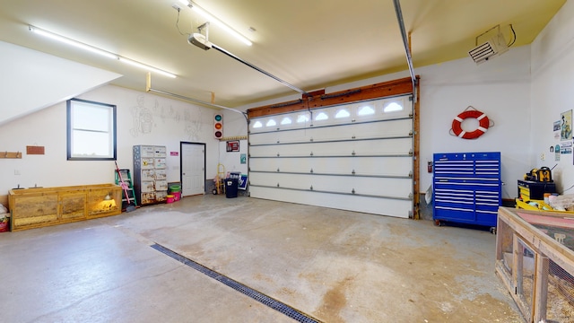 garage with a garage door opener