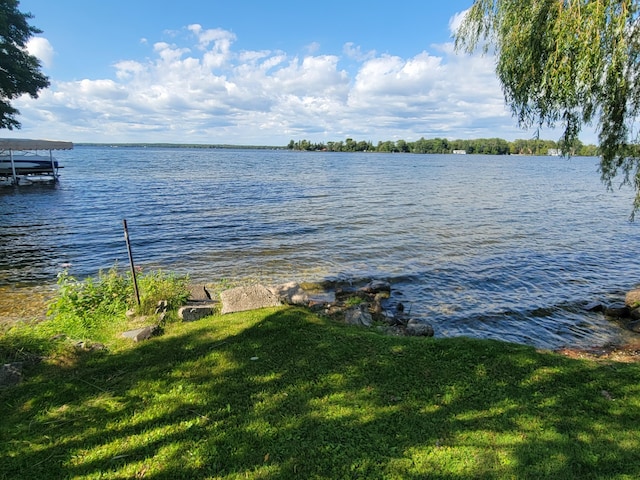 view of water feature featuring a dock