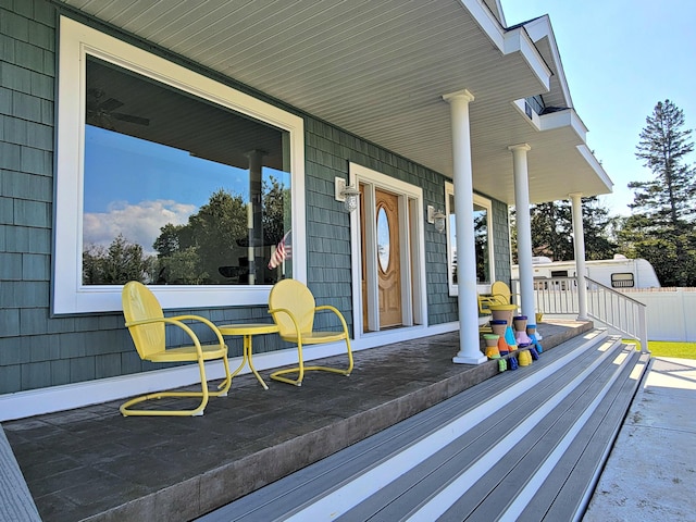 deck featuring a porch