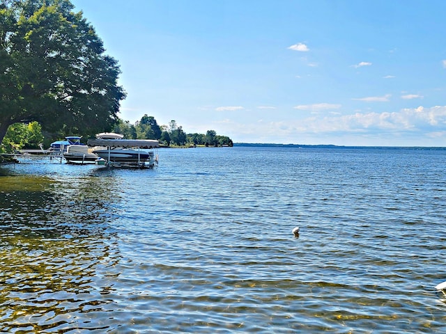 property view of water with a boat dock