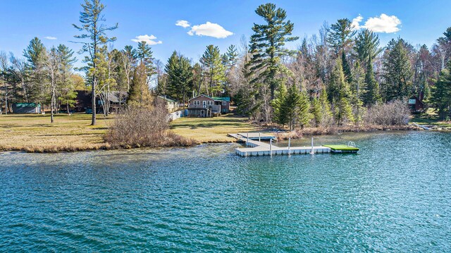 water view featuring a floating dock