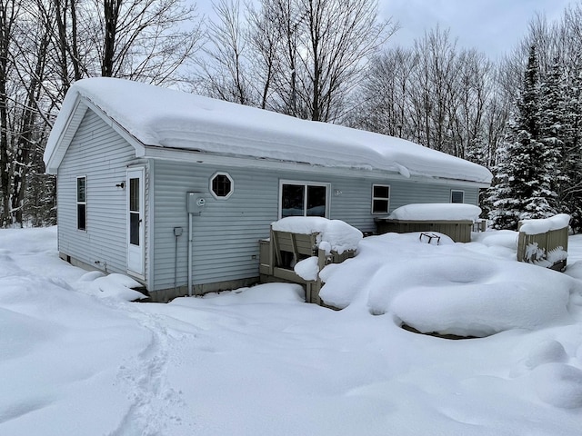 exterior space with a garage