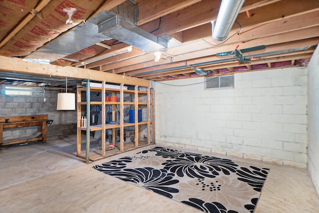 view of unfinished basement