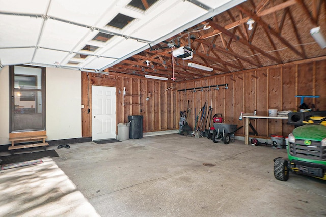 garage with a garage door opener