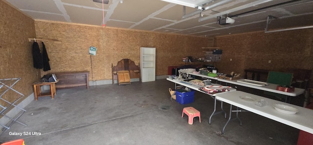 garage with a garage door opener