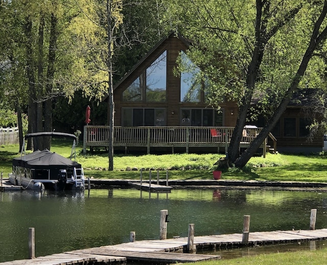 dock area featuring a water view