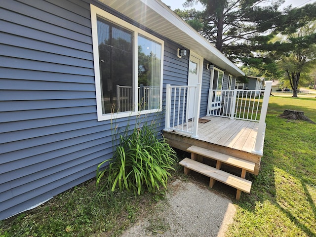 deck with a lawn