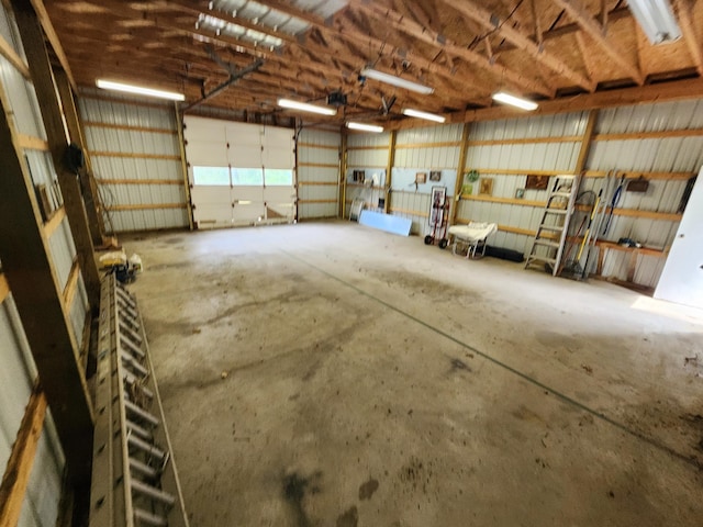 garage with metal wall