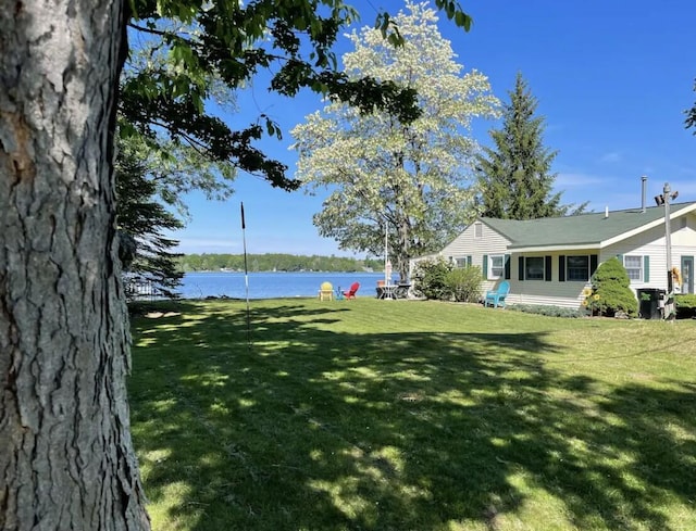 view of yard featuring a water view