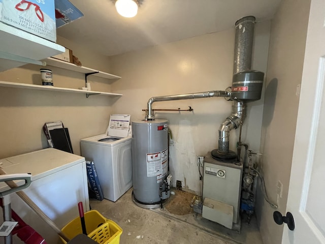 utility room with separate washer and dryer and water heater