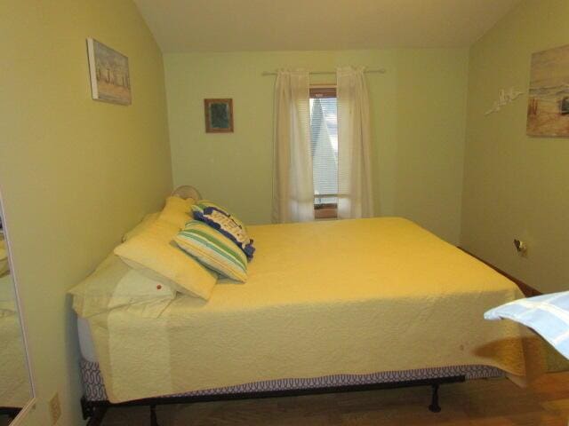 bedroom featuring vaulted ceiling