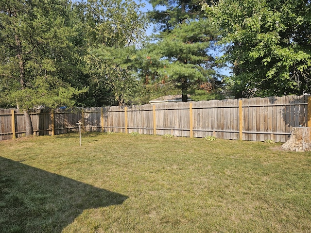 view of yard featuring a fenced backyard