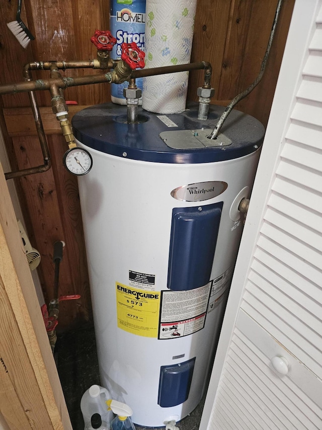 utility room featuring electric water heater