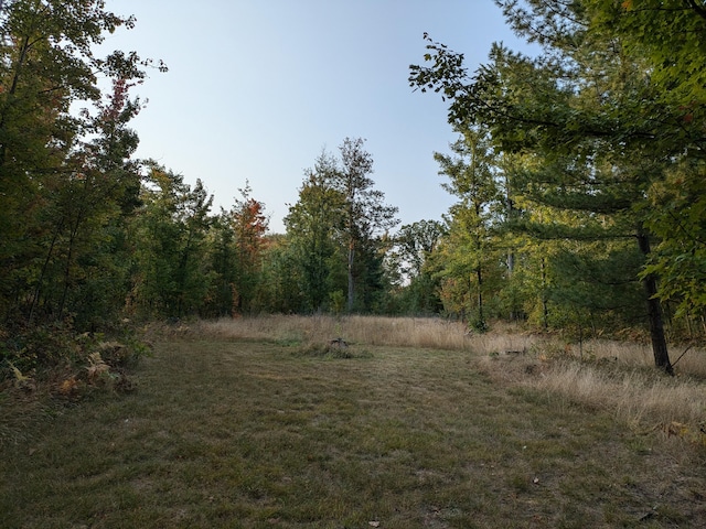 view of landscape featuring a wooded view