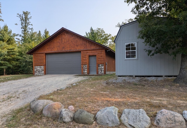 view of detached garage