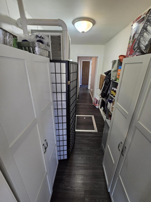 hall featuring dark wood-style floors