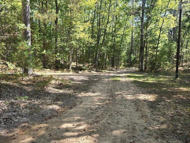 view of road featuring a view of trees