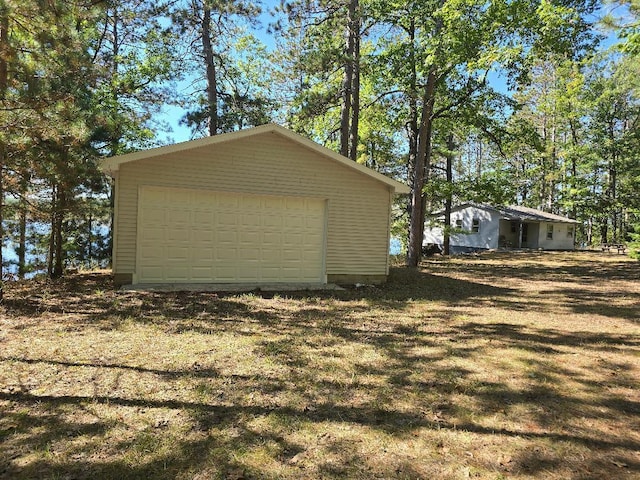 view of detached garage