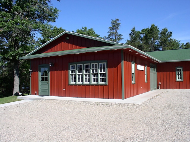 exterior space with board and batten siding