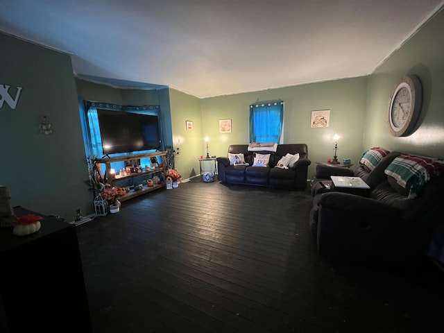 living room with hardwood / wood-style flooring