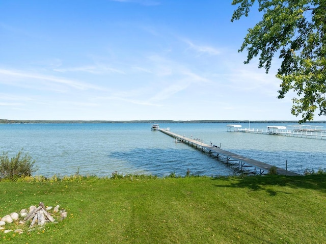 view of dock featuring a water view