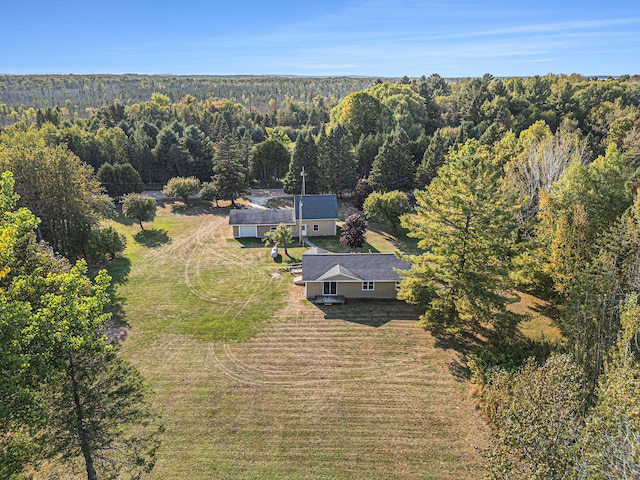 drone / aerial view with a forest view